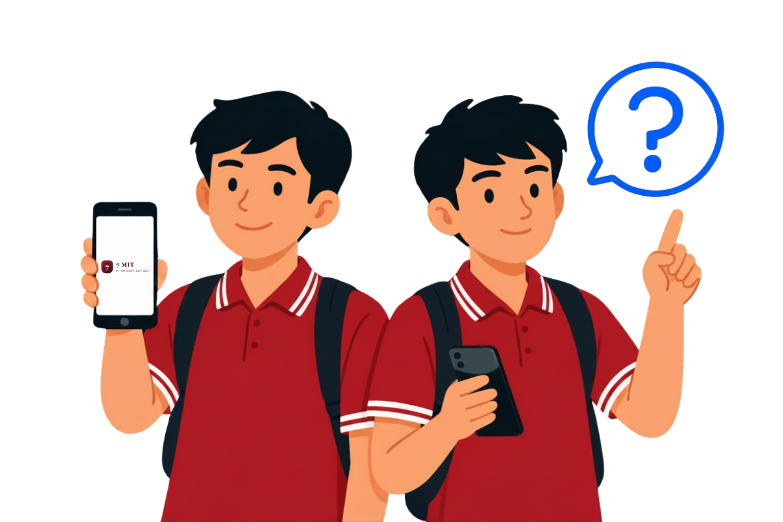 Dua siswa 7 MIT menunjukkan cara menghubungi bantuan resmi